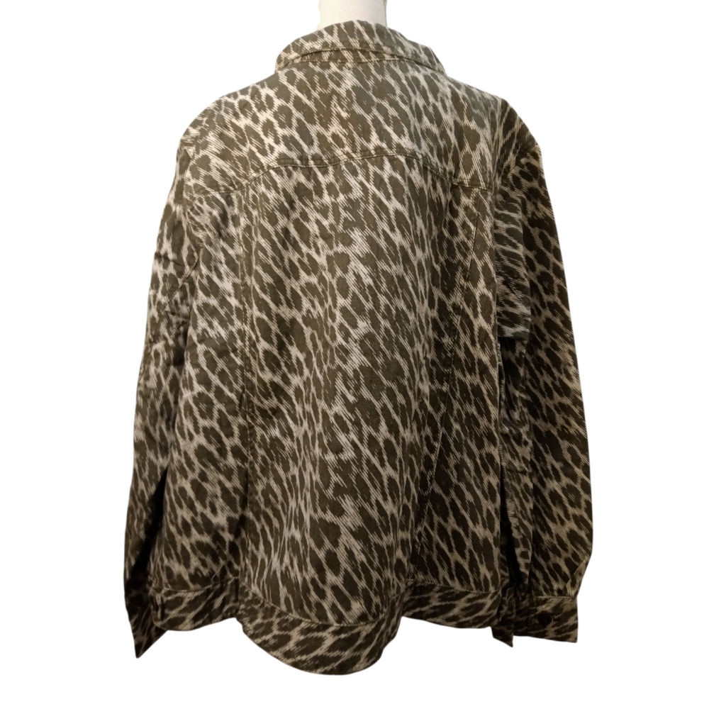 Jessica London Olive and White pattern 100% cotton Jacket Button Front 32W - Picture 4 of 9